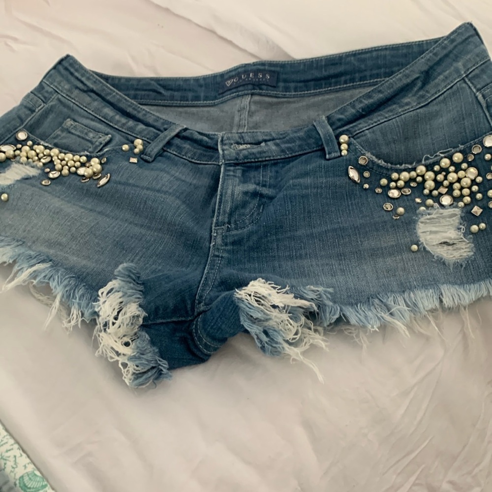 Guess Shorts with pearls and rhinestones
